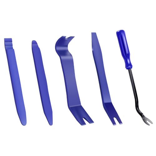 Hodaqe Trim Removal Tool Kit, 5pcs Pry Tools for Car, Car Radio Removal Tool, No-Scratch Pry Tool Kit for Car Door Clip Panel & Audio Dashboard Dismantle (Blue) - Image 1