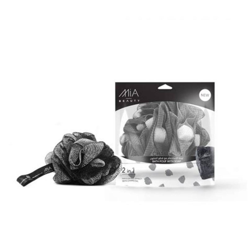 MIA BATH POUF WITH SOAP CHARCOAL