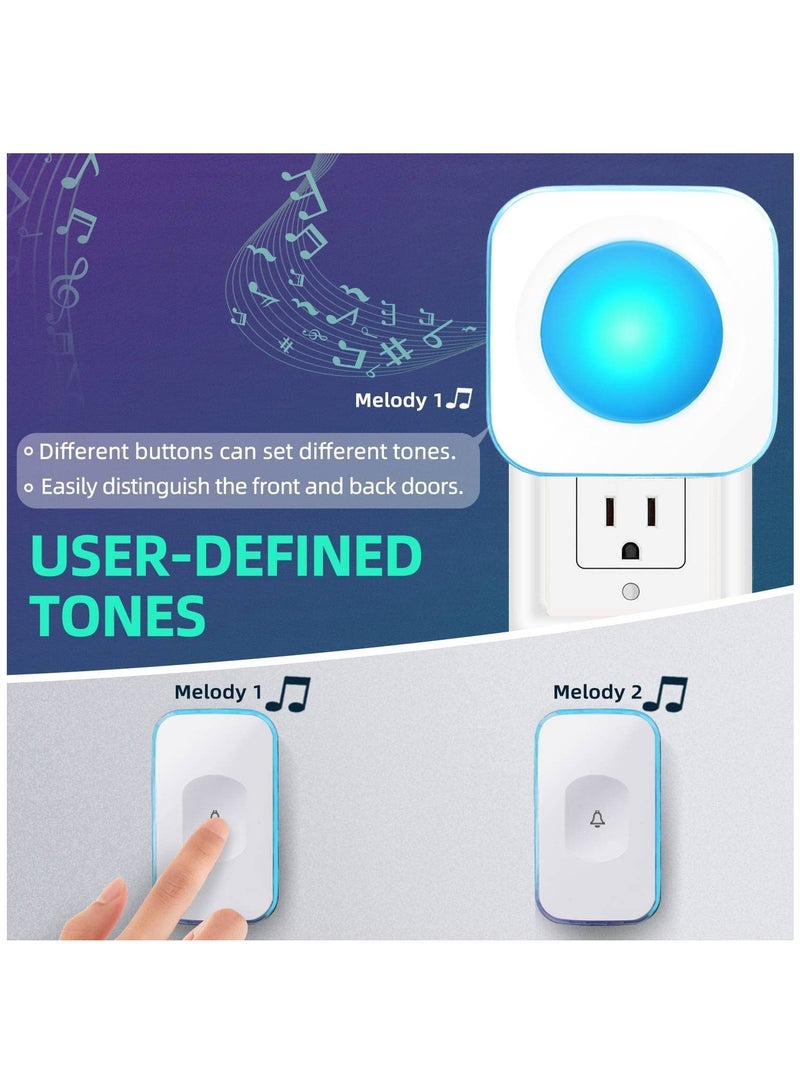 Arabest Wireless Doorbell Waterproof Doorbell with 2 buttons with different tones Flashing White  - Image 3