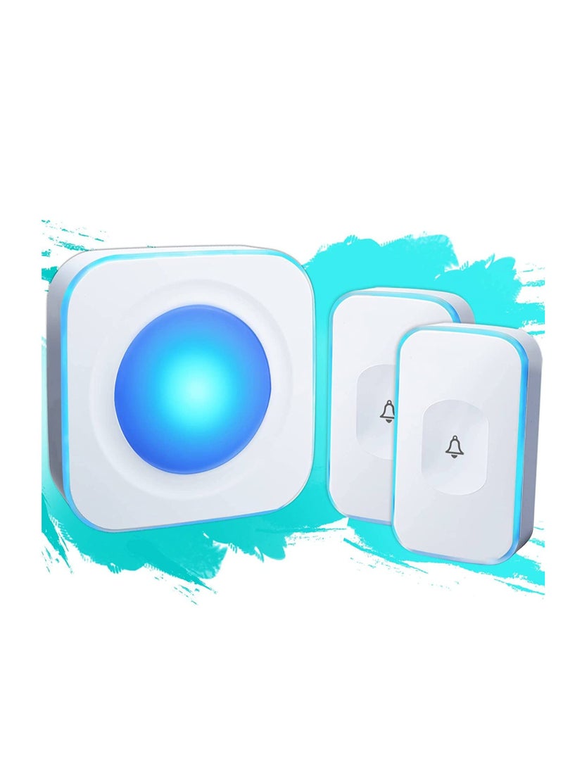Arabest Wireless Doorbell Waterproof Doorbell with 2 buttons with different tones Flashing White  - Image 1