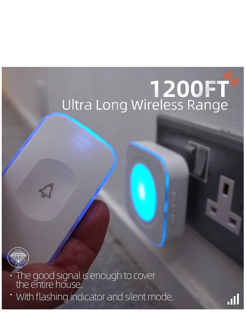 Arabest Wireless Doorbell Waterproof Doorbell with 2 buttons with different tones Flashing White  - Image 2