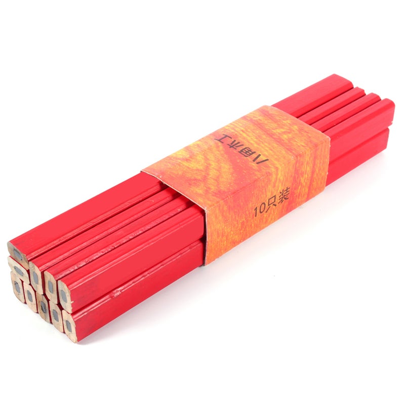 Carpenter Pencil: 8-Sided Wooden Body, Thick Break-Resistant Core, Easily Sharpened - Bright Red Carpenter Pencil for Construction Workers, Woodworkers, DIY Enthusiasts - Image 1