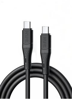 WAPIK Korean Brand USB C Cable 2M Silicone Fireproof Pure Copper Core, Supports 100W Fast Charging, Compatible with Samsung Galaxy, MacBook Pro, Huawei MateBook X Pro, iPad Mini 6 and More (Black)  - Image 1