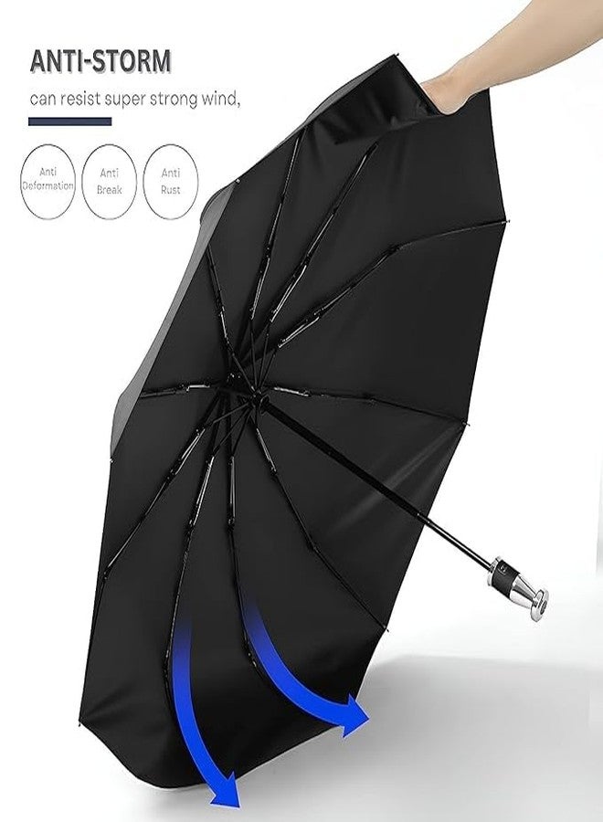 DGOOLS Windproof Travel Umbrella Auto Open Close Folding Umbrella with Large Canopy and New Stylet Handle Compact Rain Umbrella for Men Women One Hand Operation for Outdoor Use - Image 4