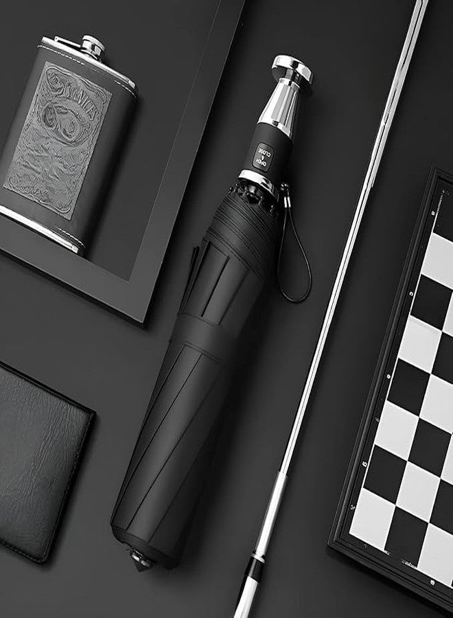 DGOOLS Windproof Travel Umbrella Auto Open Close Folding Umbrella with Large Canopy and New Stylet Handle Compact Rain Umbrella for Men Women One Hand Operation for Outdoor Use - Image 3