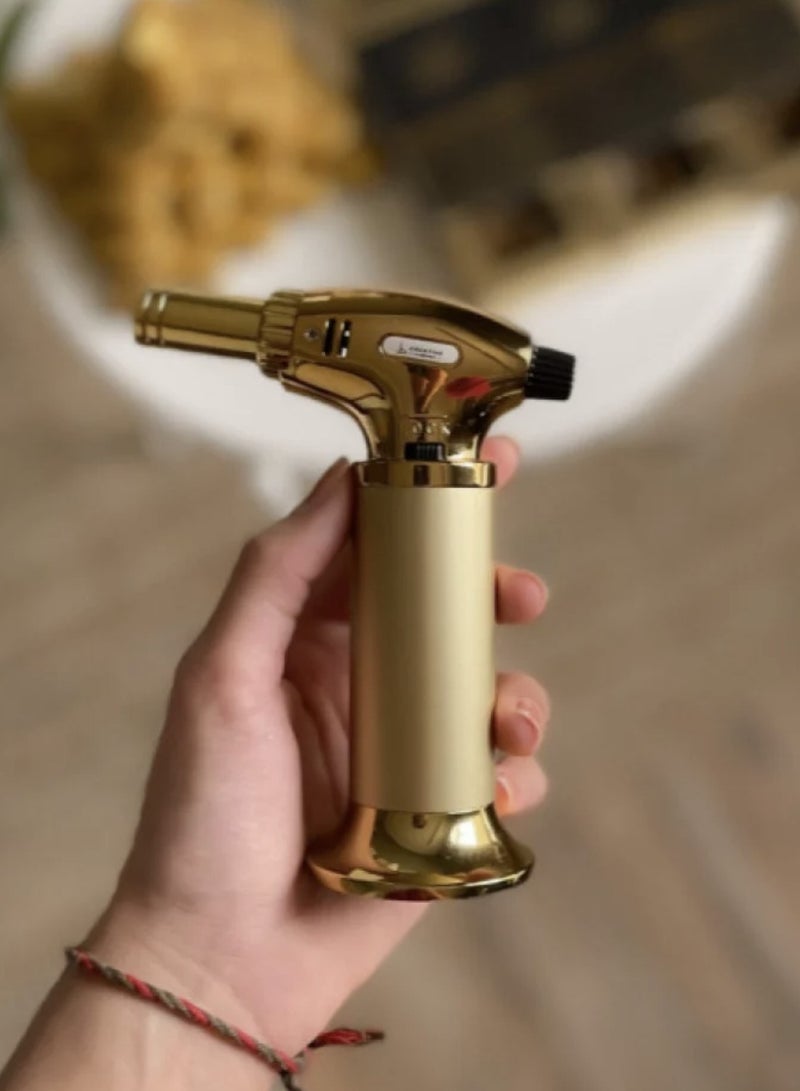 ولاعة فحم ذهبية قابلة لإعادة التعبئة للمطبخ والتخييم - Image 1