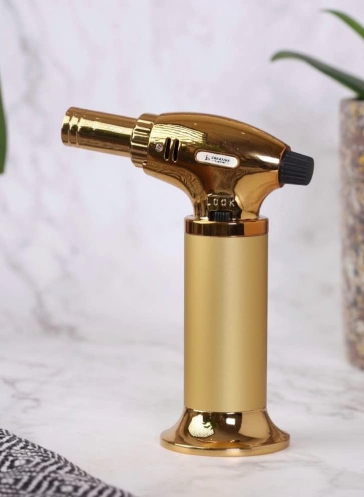 ولاعة فحم ذهبية قابلة لإعادة التعبئة للمطبخ والتخييم - Image 2