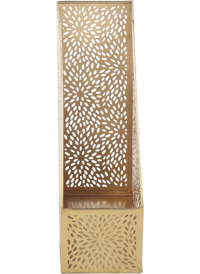 Deco 79 CosmoLiving by Cosmopolitan Metal Single Slot Magazine Holder with Laser Carved Floral Design 5 x 10 x 12 Gold - Image 5