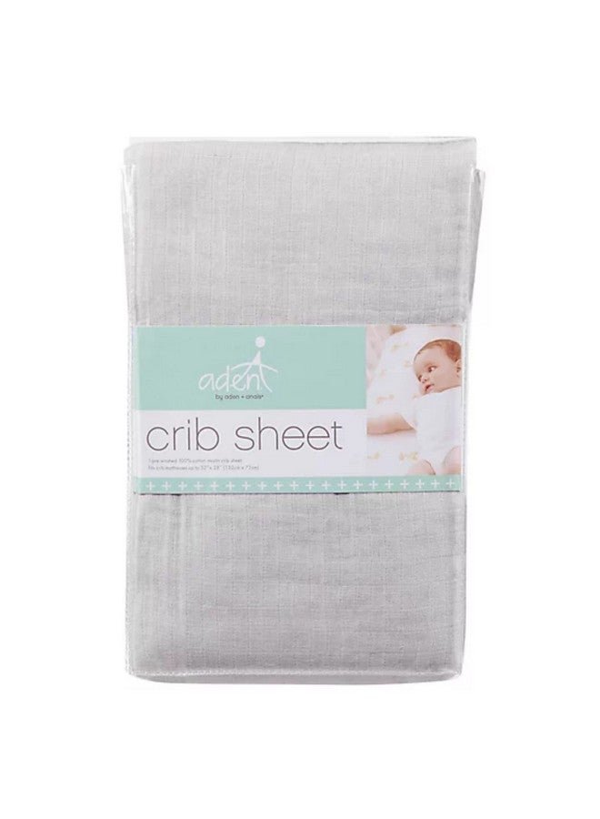 aden + anais Essentials Classic Crib Sheet, 100% Cotton Muslin, Super Soft & Breathable, Tailored Snug Fit, Solid Dyed Grey