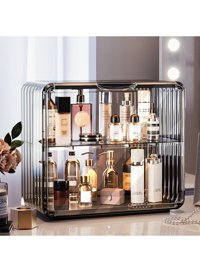 Makeup organizer, transparent perfume cabinet, can store cosmetics, skin care products, lipstick, perfume or decorations，Suitable for Dressing Tables, Bathrooms and Office Desks. (Black) - Image 1