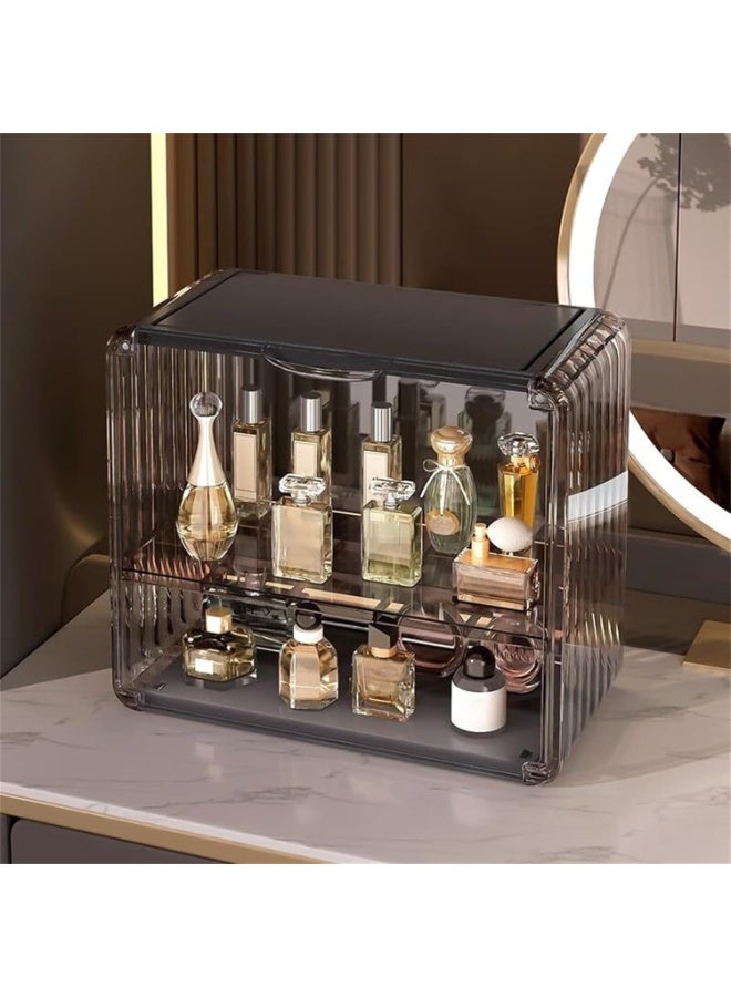 Makeup organizer, transparent perfume cabinet, can store cosmetics, skin care products, lipstick, perfume or decorations，Suitable for Dressing Tables, Bathrooms and Office Desks. (Black) - Image 2