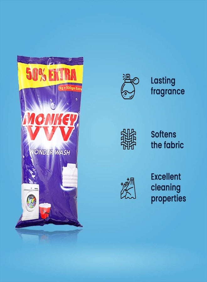 Monkey 555 Monkey VVV Wonder Wash Detergent Powder - Pack of 2 (2 * 1.5 kg) - Image 3