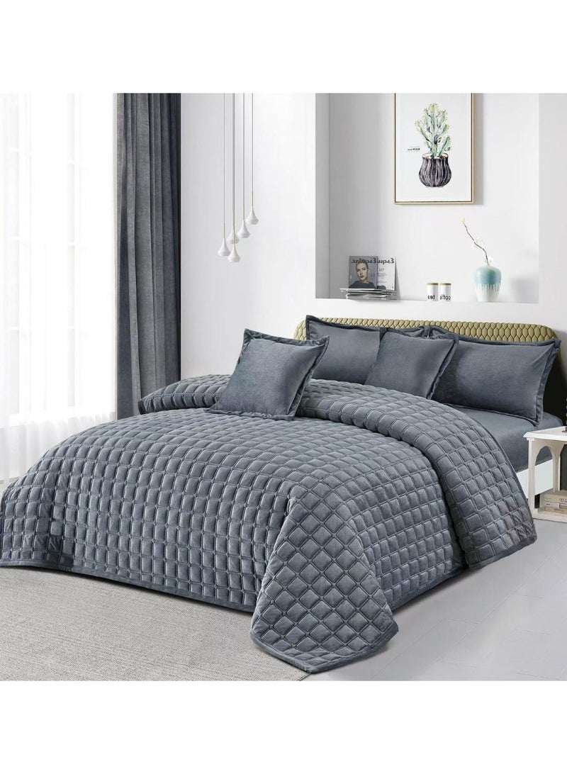 مينجلي مفرش سرير نفر ونص سادة مضغوط صيفي يتكون من 4 قطع ليمنحك صيف منعش مقاس 170*210 سم - Image 1