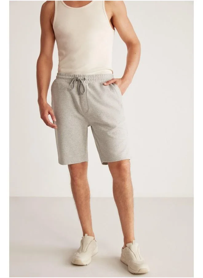 GRIMELANGE Camillo Men's Zipper Pocket Elastic Waist Mélange Shorts & Bermuda