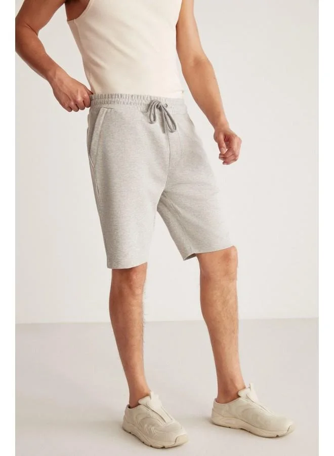 GRIMELANGE Camillo Men's Zipper Pocket Elastic Waist Mélange Shorts & Bermuda