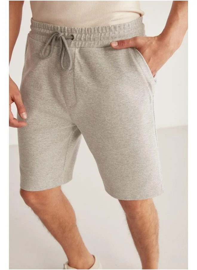 GRIMELANGE Camillo Men's Zipper Pocket Elastic Waist Mélange Shorts & Bermuda