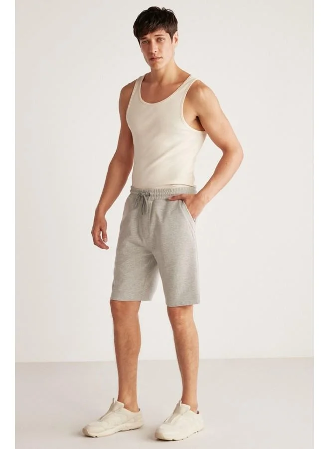 GRIMELANGE Camillo Men's Zipper Pocket Elastic Waist Mélange Shorts & Bermuda