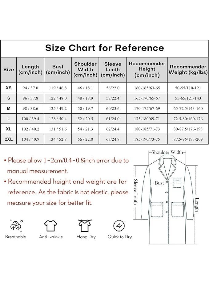 Dozen Unisex-adult Knee Length Long Lab Coat for Medical Srudents, Doctors and Pharmacy Staff Medical Scrubs Shirt,Size-M - Image 3