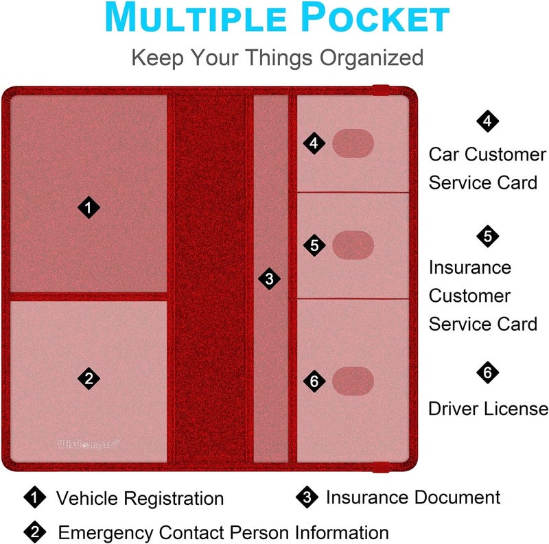 Wisdompro Car Document Holder Organiser, PU Leather Vehicle Insurance and Registration Holders Wallet Case for ID Card, Driving Licence, Key Contact Information Cards - Image 2