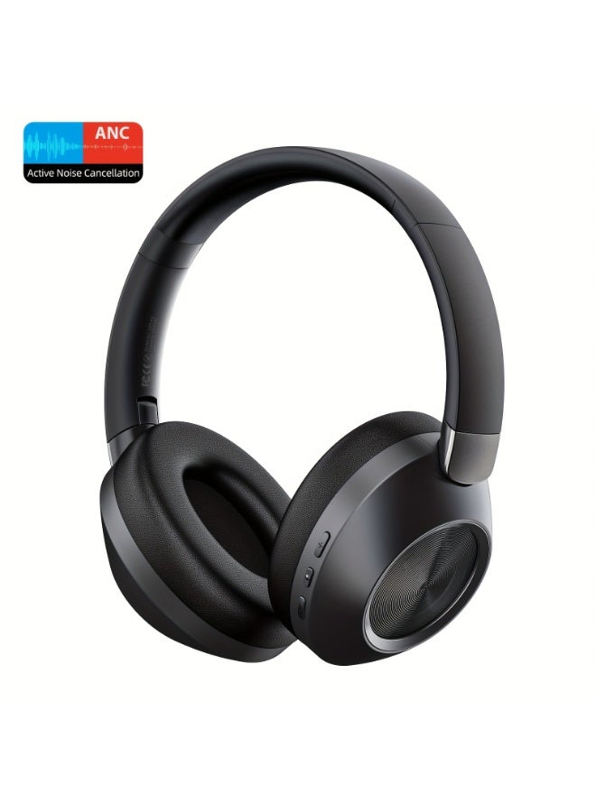 سماعات رأس لاسلكية مضادة للضوضاء مع صوت جهير عالي الدقة - سماعات رأس رياضية لاسلكية، وسائد أذن ناعمة، شحن سريع، كابل 3.5 ملم، متوافقة مع أنظمة iOS/Android. - Image 1