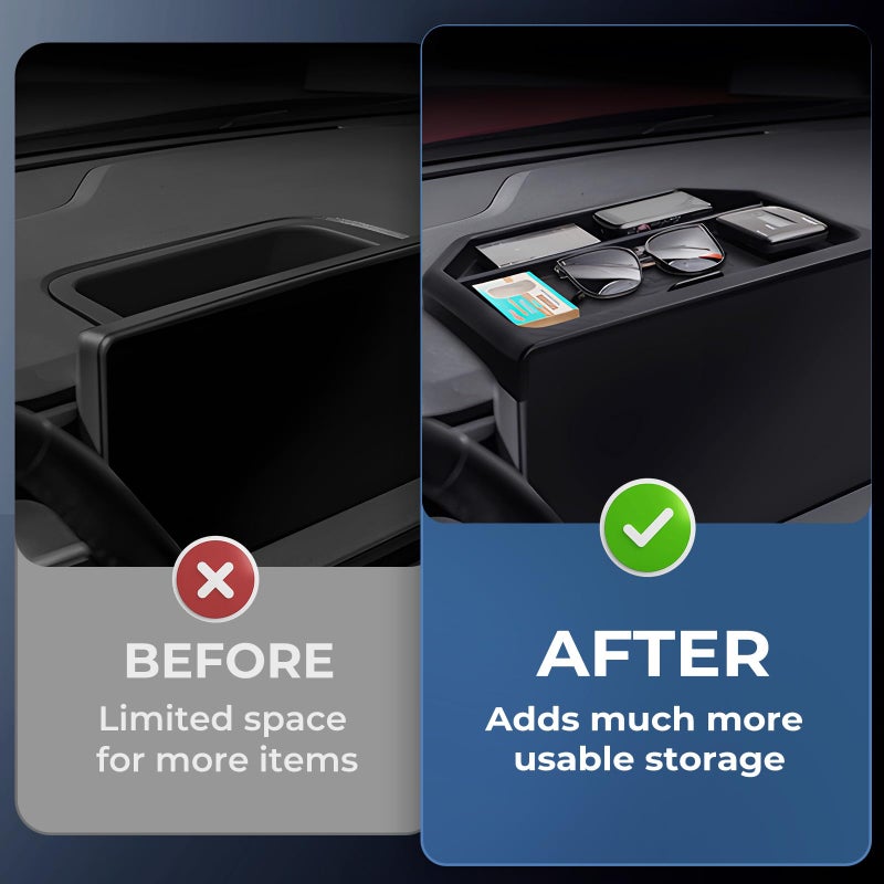 Katorn Dashboard Storage Tray Dash Organizer for Ford Maverick 2026 2025 (Only for 13.2 inch Screen), Interior Accessories Center Console Behind Screen Storage Box for 2025-2026 Maverick, Black - Image 3