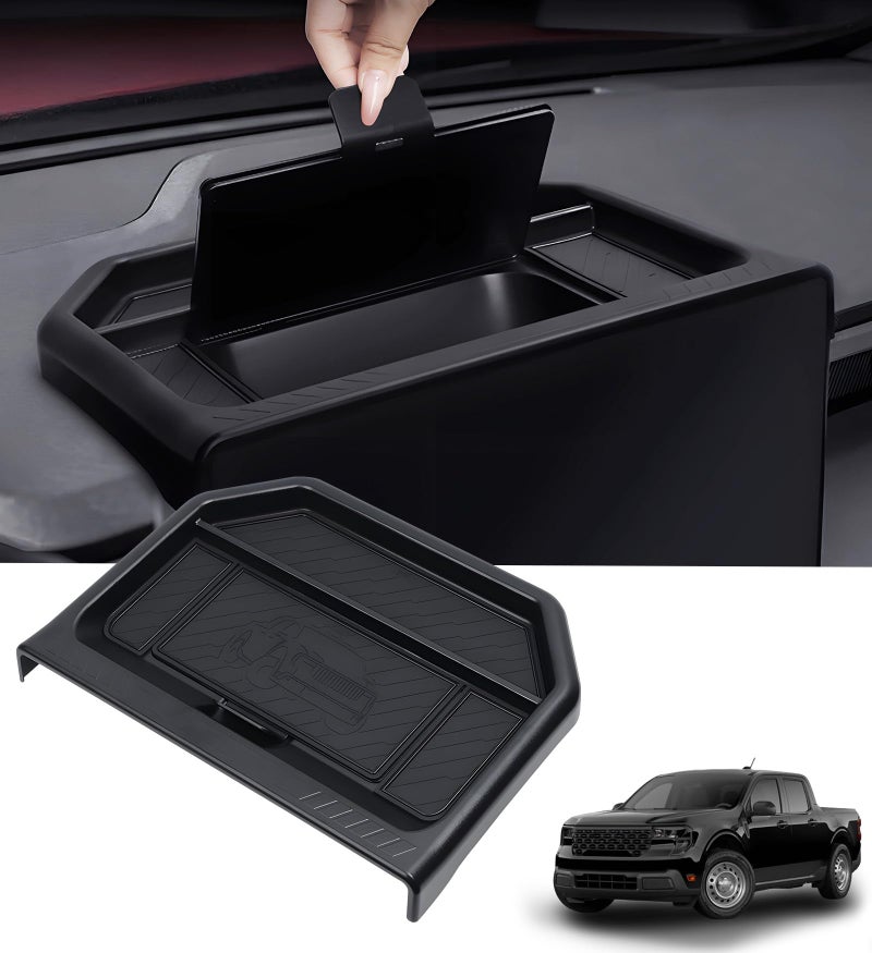 Katorn Dashboard Storage Tray Dash Organizer for Ford Maverick 2026 2025 (Only for 13.2 inch Screen), Interior Accessories Center Console Behind Screen Storage Box for 2025-2026 Maverick, Black - Image 1