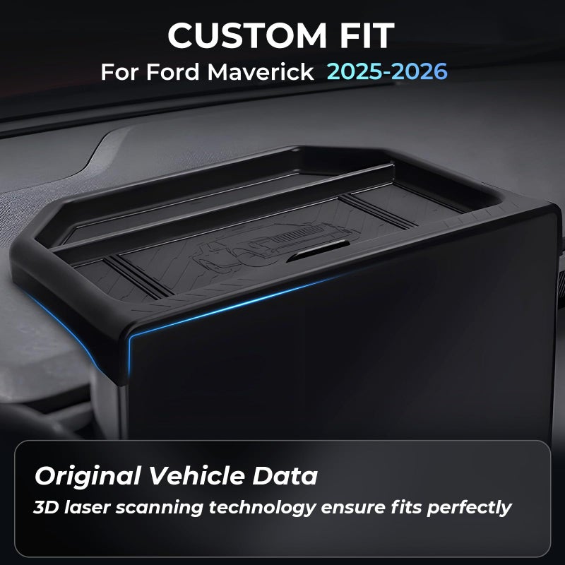 Katorn Dashboard Storage Tray Dash Organizer for Ford Maverick 2026 2025 (Only for 13.2 inch Screen), Interior Accessories Center Console Behind Screen Storage Box for 2025-2026 Maverick, Black - Image 2