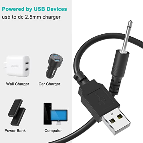 SCOVEE 3ft Replacement DC Charging Cable,2.5mm Charger Cord,USB DC Charger,USB to DC 2.5mm Fast Charger Cord Adapter - Image 4