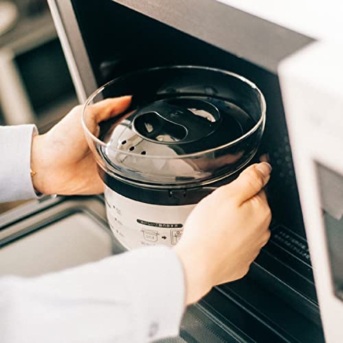 HARIO XRCN-2-B Glass Microwave Rice Pot, 1 to 2 Cups, For Microwaves, Black, 1 to 2 Cups, Made in Japan - Image 4