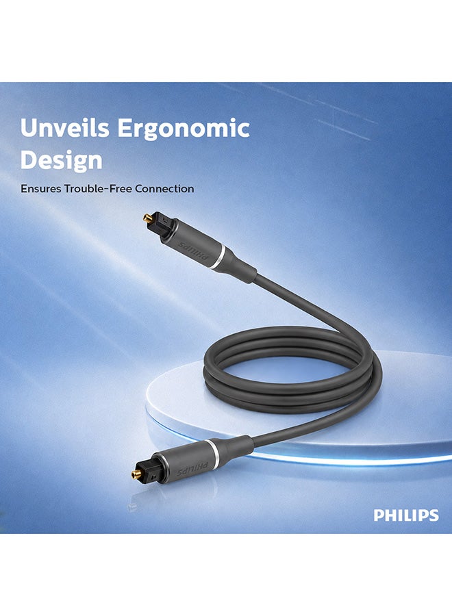 Philips Fiber Optic Audio Cable With Gold-Plated Connectors, High-Quality Digital Sound Transfer And Easy Installation - Grey - Image 4