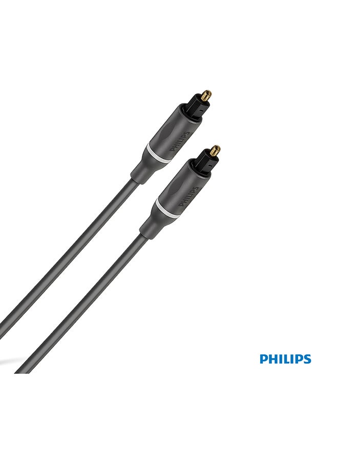 Philips Fiber Optic Audio Cable With Gold-Plated Connectors, High-Quality Digital Sound Transfer And Easy Installation - Grey - Image 1