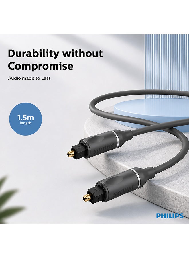 Philips Fiber Optic Audio Cable With Gold-Plated Connectors, High-Quality Digital Sound Transfer And Easy Installation - Grey - Image 3