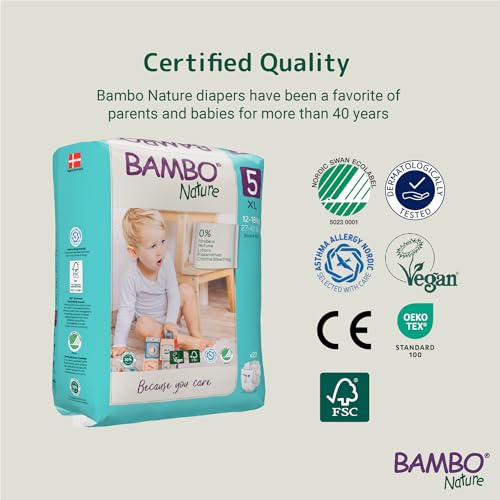Bambo Nature Premium Baby Tape Diapers for Baby XL Size (12-18 Kgs), Super Absorbent, Breathable, Extra Soft, Dermatologically Tested, Hypoallergenic Toddler Nappies With Wetness Indicator, 22 Count - Image 4