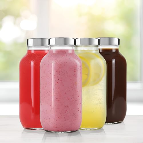 Vency 500ml Milk French Square Bottle with Leak-Proof Airtight Stainless Steel Lid for Water, Smoothie, Juices (Set Of 4) - Image 1