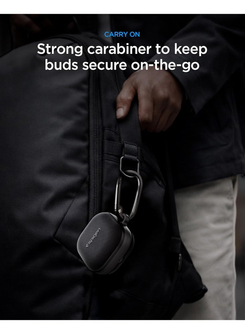 Spigen غطاء قماش فاخر لجهاز سامسونج جالكسي بودز4 / بودز 4 برو مع كارابينر (2026) - أسود - Image 4