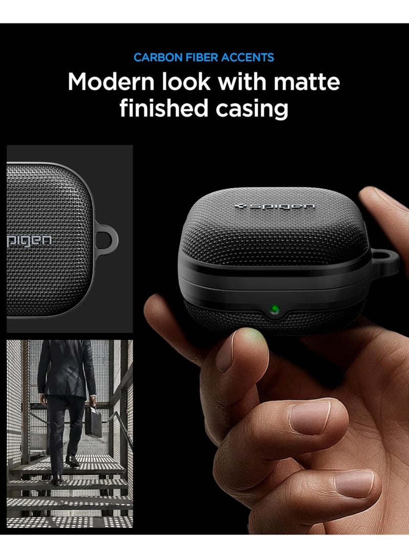 Spigen غطاء قماش فاخر لجهاز سامسونج جالكسي بودز4 / بودز 4 برو مع كارابينر (2026) - أسود - Image 3