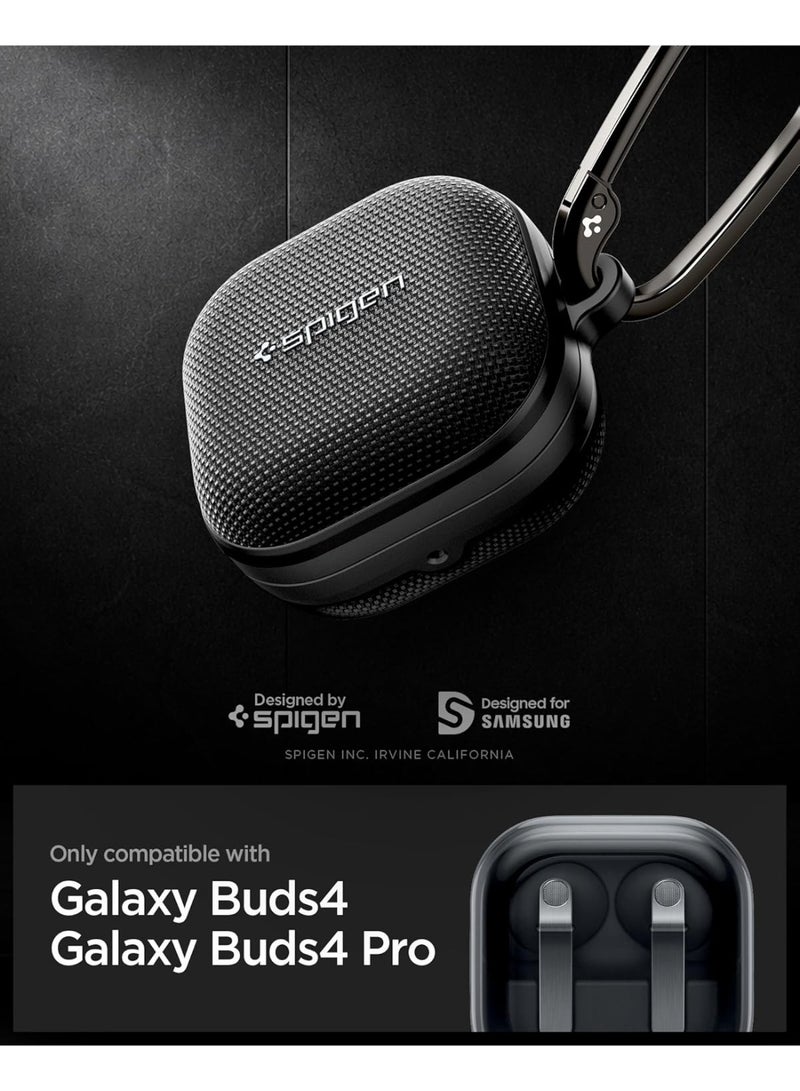 Spigen غطاء قماش فاخر لجهاز سامسونج جالكسي بودز4 / بودز 4 برو مع كارابينر (2026) - أسود - Image 2