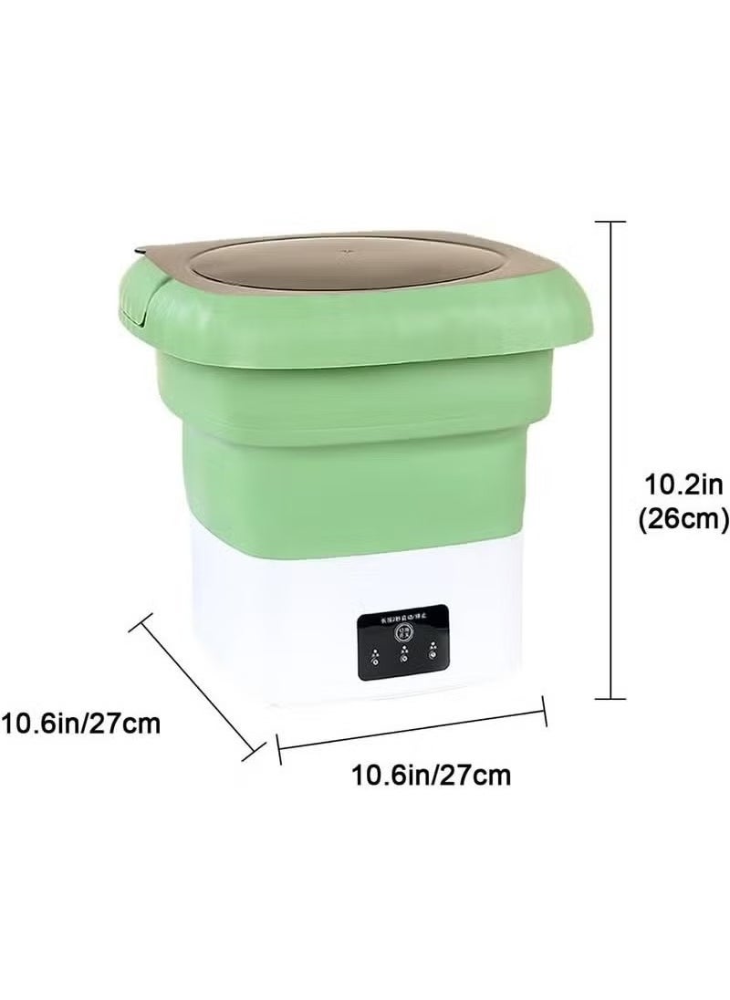 ELTRAZONE Folding Mini Automatic Washing Machine – 6L Portable Lightweight Clothes Washer with Spin Dryer, Detachable Drain Basket, and 3 Adjustable Wash Modes – Compact and Convenient for Baby Clothes, Travel, Dorms, Apartments, and Small Spaces – Green  - Image 2