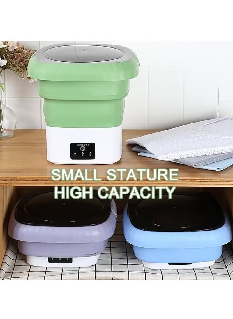 ELTRAZONE Folding Mini Automatic Washing Machine – 6L Portable Lightweight Clothes Washer with Spin Dryer, Detachable Drain Basket, and 3 Adjustable Wash Modes – Compact and Convenient for Baby Clothes, Travel, Dorms, Apartments, and Small Spaces – Green  - Image 4