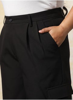 HIGH STAR Women Loose Fit High-Rise Wrinkle Free Pleated korean Cargo Trousers  - Image 5