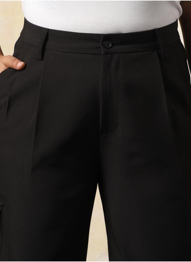 HIGH STAR - Women Loose Fit High-Rise Wrinkle Free Pleated korean Cargo Trousers - Image 1