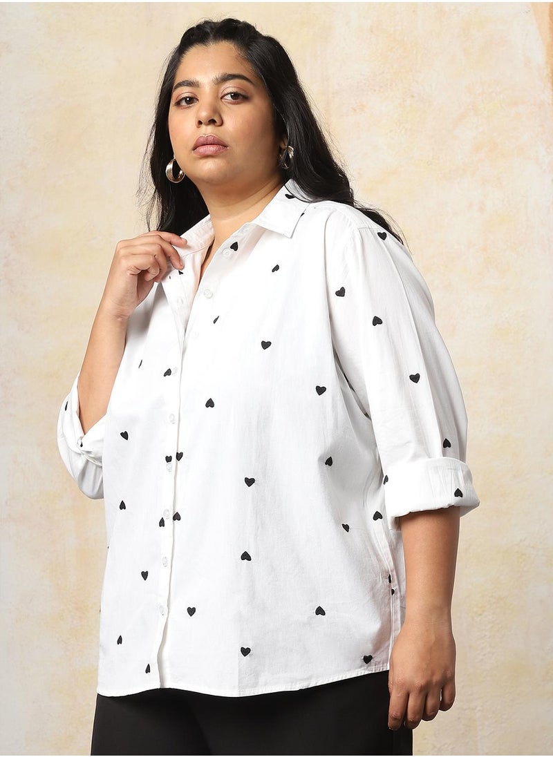 HIGH STAR - Stay effortlessly stylish with this comfortable Multicolour Oversized Shirts Embroidered design crafted from 100% Cotton featuring Long Sleeves with Button closure. - Image 1