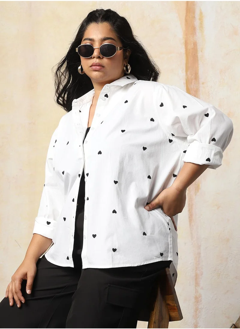 HIGH STAR Stay effortlessly stylish with this comfortable Multicolour Oversized Shirts Embroidered design crafted from 100% Cotton featuring Long Sleeves with Button closure.