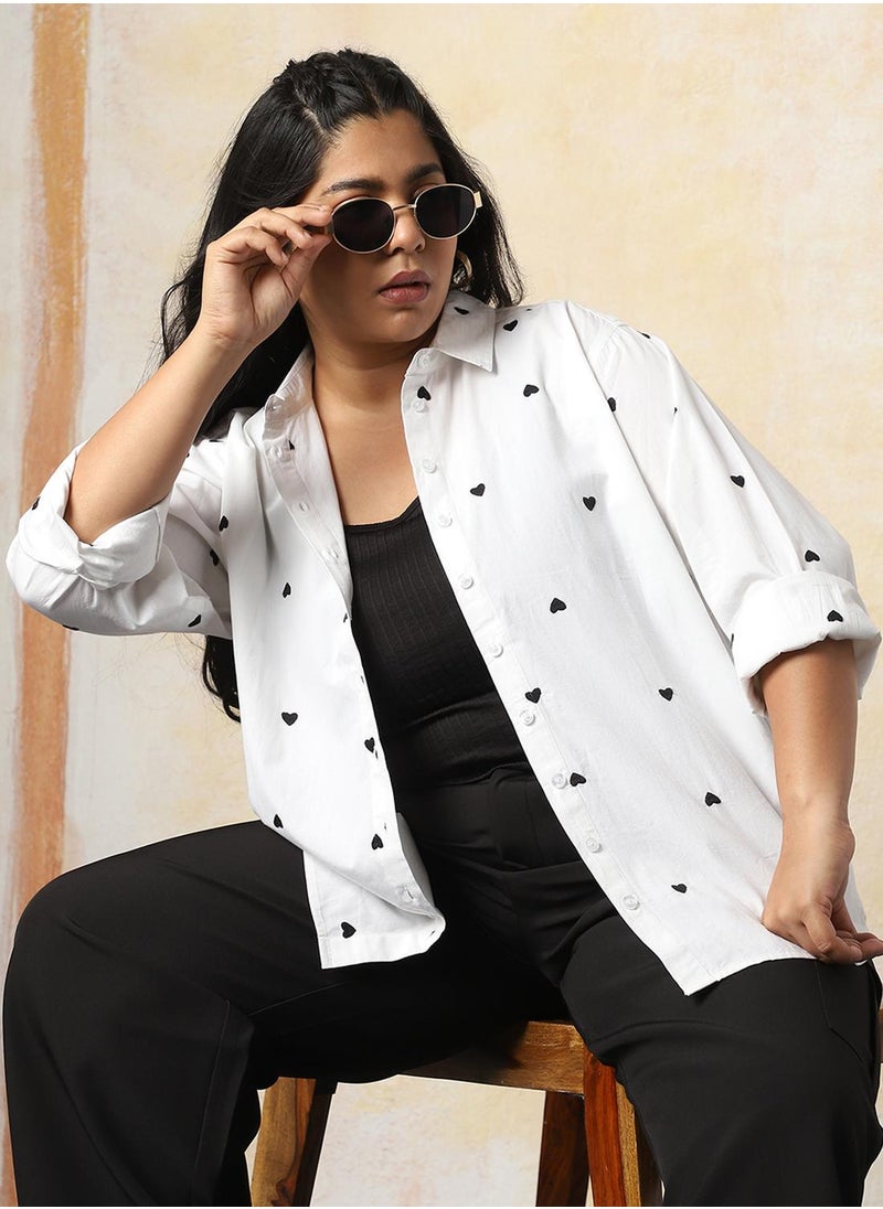 HIGH STAR - Stay effortlessly stylish with this comfortable Multicolour Oversized Shirts Embroidered design crafted from 100% Cotton featuring Long Sleeves with Button closure. - Image 1