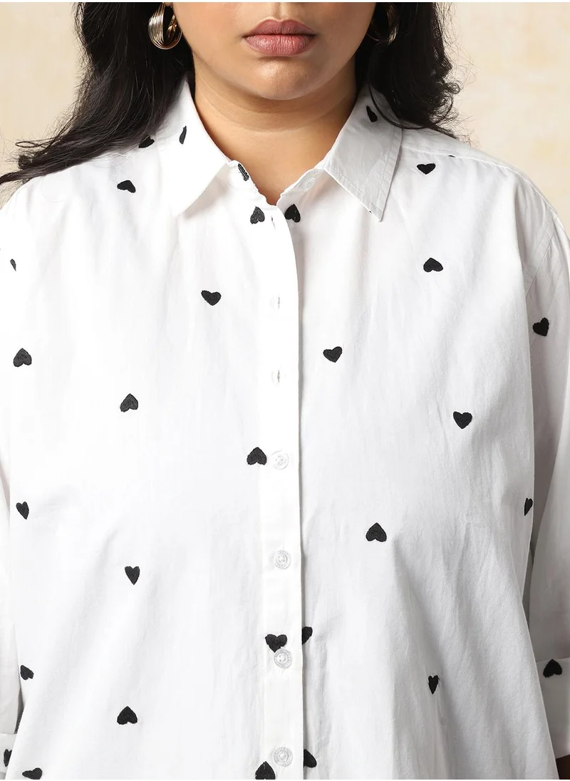 HIGH STAR Stay effortlessly stylish with this comfortable Multicolour Oversized Shirts Embroidered design crafted from 100% Cotton featuring Long Sleeves with Button closure.
