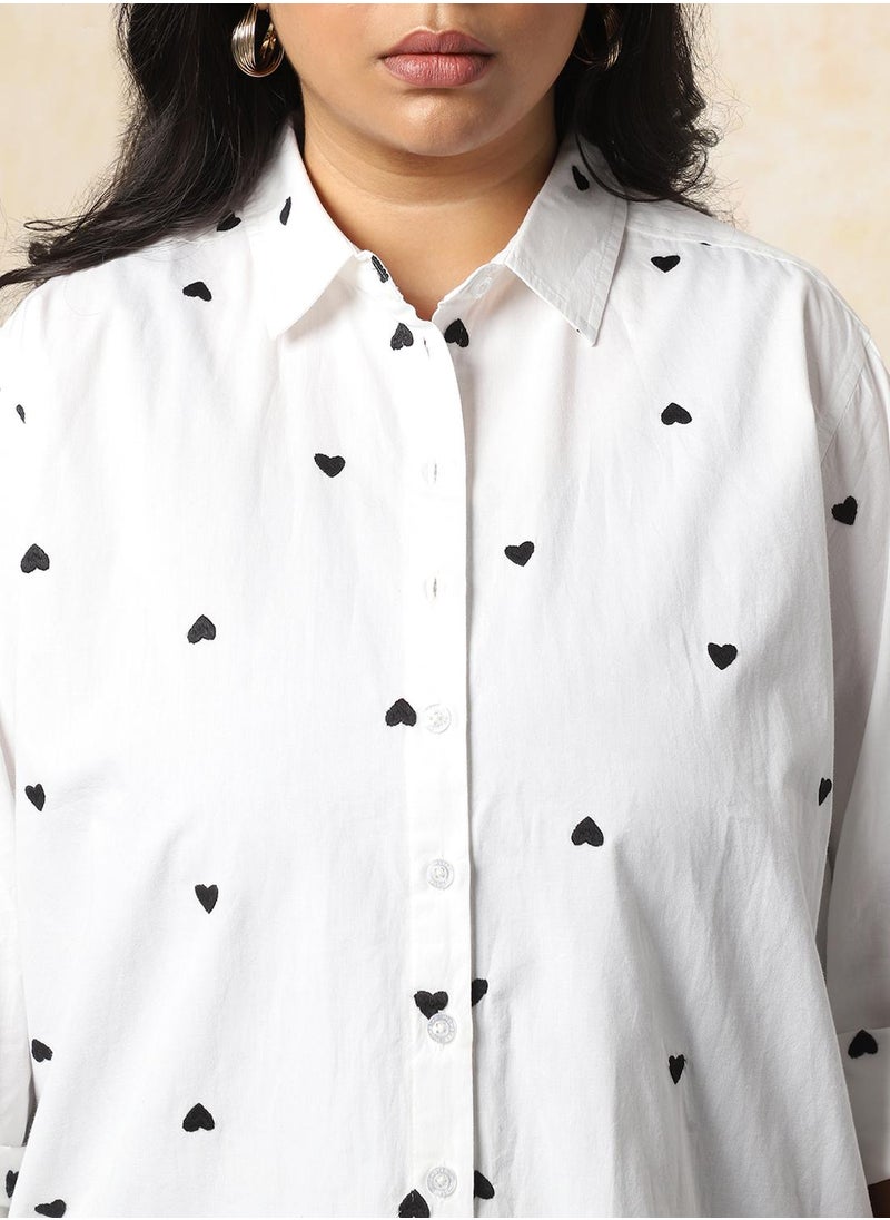 HIGH STAR - Stay effortlessly stylish with this comfortable Multicolour Oversized Shirts Embroidered design crafted from 100% Cotton featuring Long Sleeves with Button closure. - Image 1