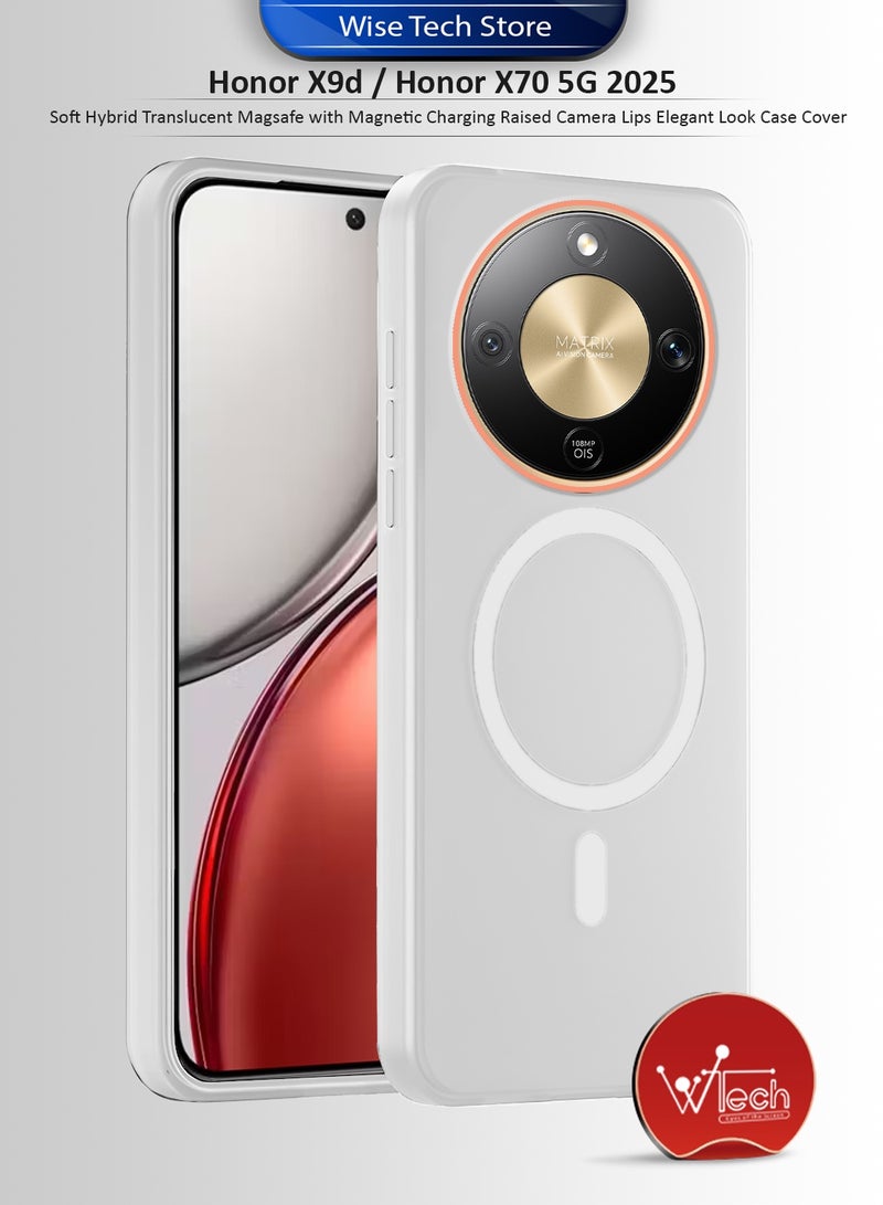 دبليو تيك غطاء حماية لهاتف Honor X9d / Honor X70 5G 2025، ناعم، هجين، شفاف، يدعم Magsafe مع شحن مغناطيسي، حواف مرتفعة للكاميرا، تصميم أنيق، اللون الأبيض (MCMPMN) - Image 1