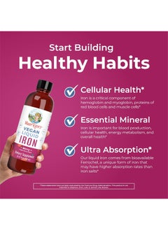 MaryRuth Organics Organics Liquid Iron Supplement for Women, Men And Kids, Iron Deficiency, Immune Support, Sugar/Gluten Free, Vegan, Non-GMO, 15.22 Fl Oz  - Image 2