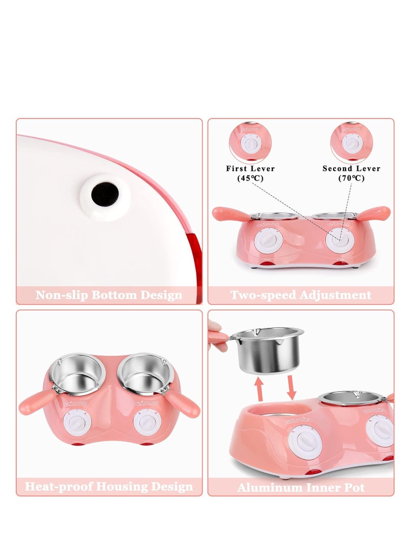 واي آند دي الشوكولاته الكهربائية فرن الصهر هدية مجموعة الشوكولاته حلوى صنع أو فوندو الجبن نافورة مجموعة ، 7 قطع من الملحقات مجانا ، بما في ذلك علبة قالب غمس الشوكة والوصفات ( الوردي ) - Image 4