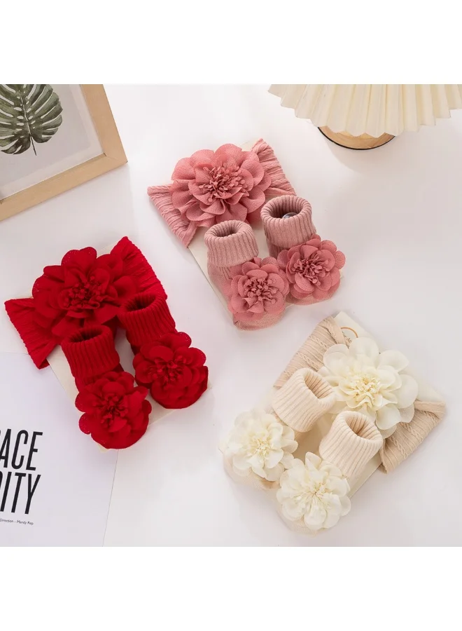 Bambimici Little Blossom' Floral Headband & Bootie Socks Set